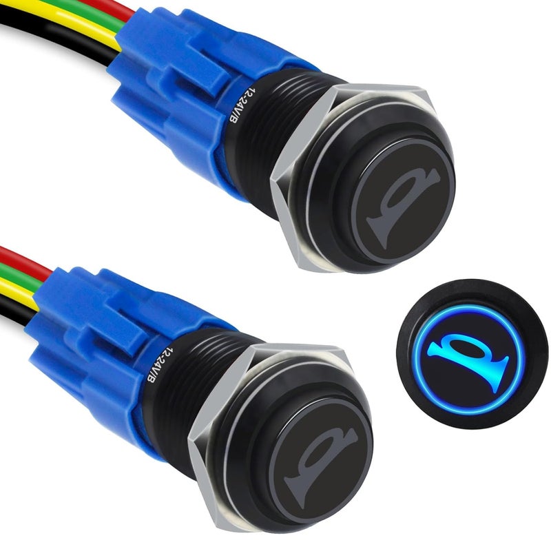 Gephynm 2PCS Horn Button, Momentary Push Button Switch, Horn Switch for Car Modification, Push Button Switch a Tail Plug Harness - Image 1